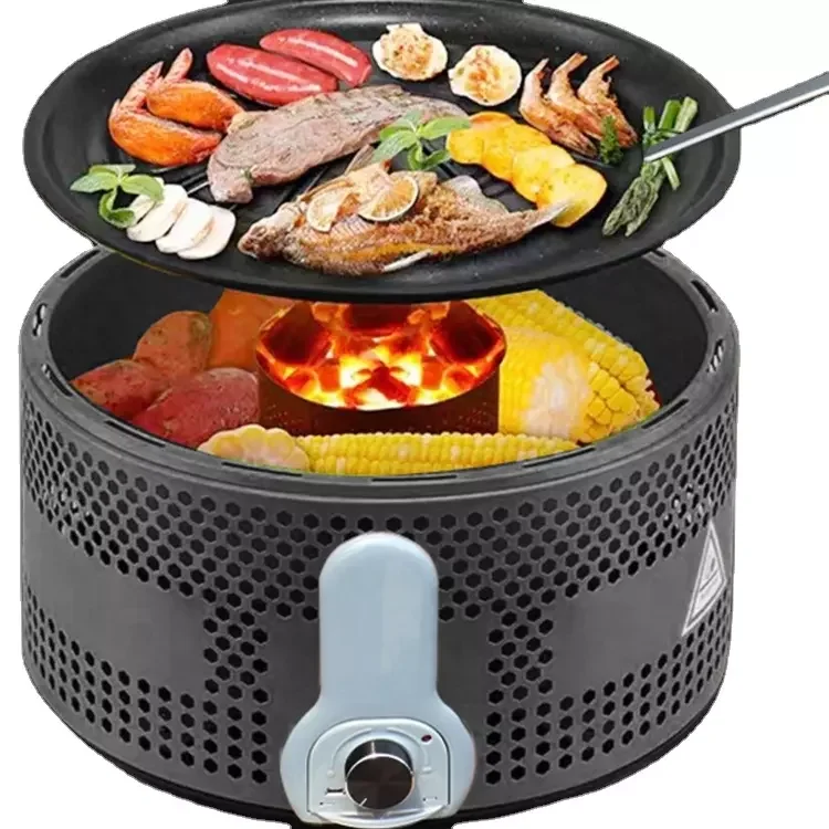 Outdoor Table Tabletop Portable Smokeless Korean Bbq Oven Barbecue Grill Charcoal For Hom With Nonstick Tray car smokeless ashtray with lid small garbege can with blue led light compass for most car cup holder