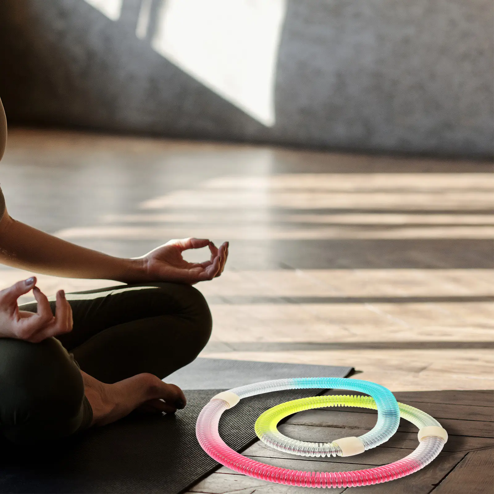 여성용 접이식 한국 그라데이션 벨리후프 실내 운동 허리 복부 토닝 편안한 스틸 플라스틱 피트니스 후프