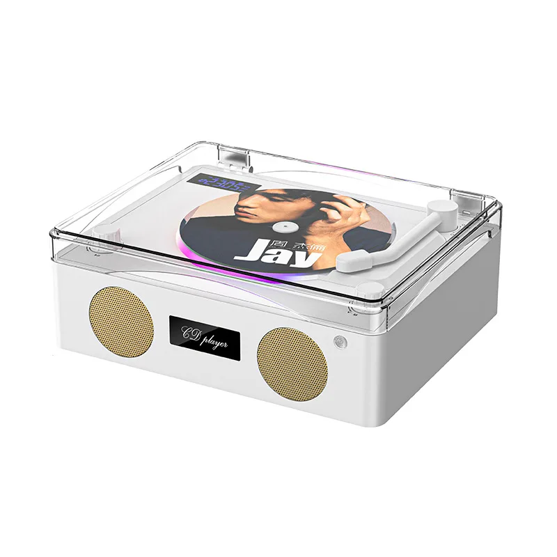 Lossless CD Player Two-way Bluetooth 5.0 LED Ambient Light Built-in Speaker HIFI Music Player FM Radio Rechargeable USB Playback wooden cd player portable cd player wall mounted cd player
