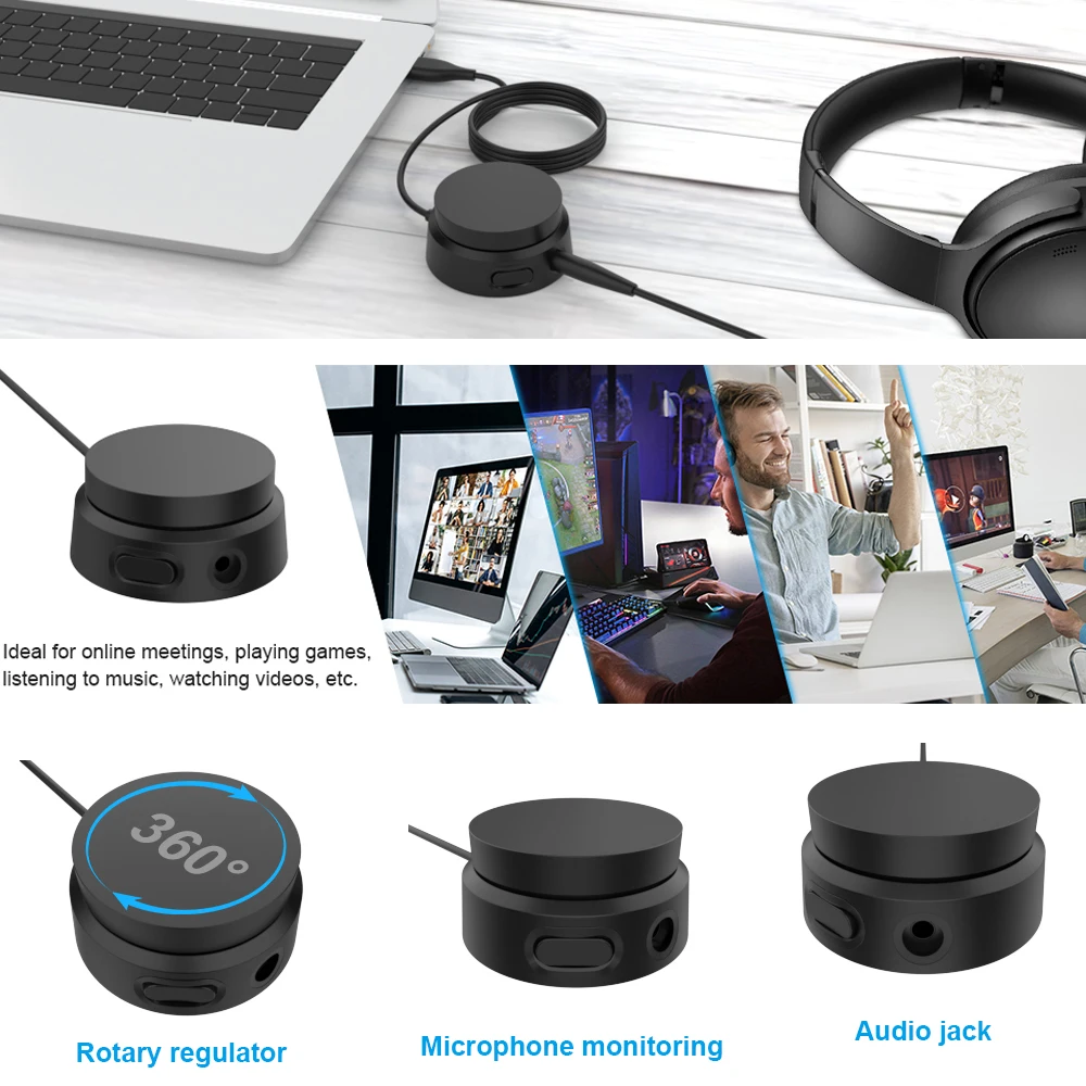 Audio Multimedia Volume Controller, USB Volume Knob Computer Sound Adjuster For Bose 700NC QC45 QC35 II Gaming Sound Card