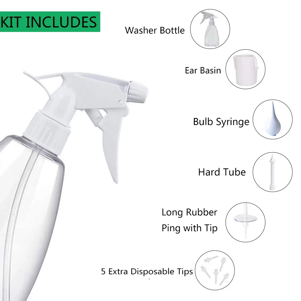 Kit de limpieza de riego de oído kit de eliminación de cera de oído con  jeringa de lavado de oído exprimir el despredor de cera de oído para adultos  niños cuidado del