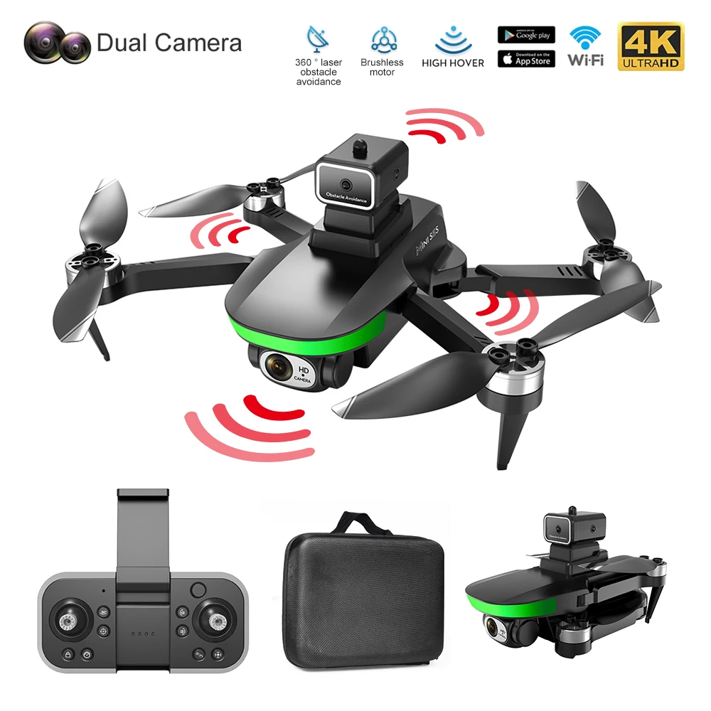 

S5S Mini Drone 4K 6K Dual HD Camera Obstacle Avoidance Optical Flow Positioning Brushless RC Dron Foldable Quadcopter Toys Gifts