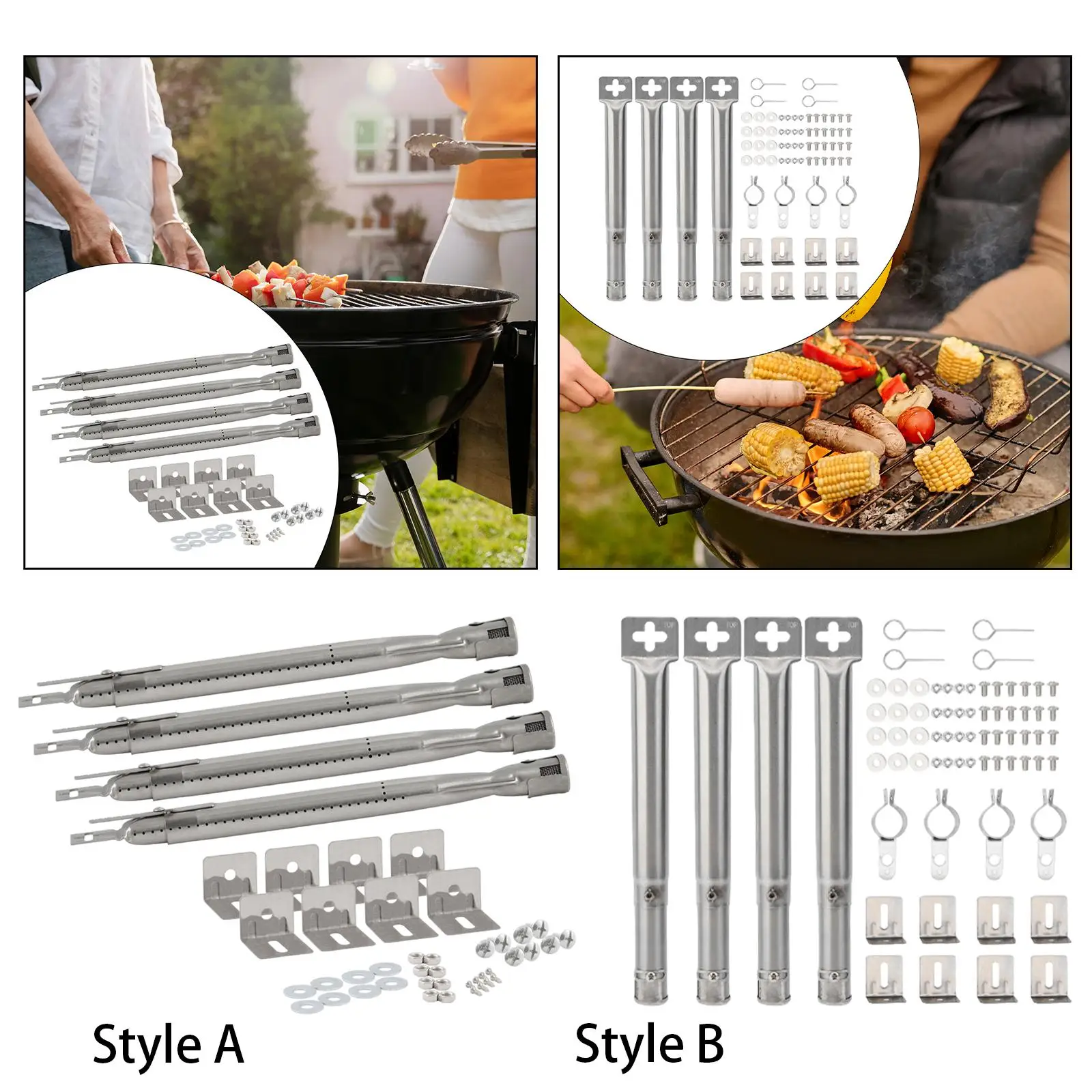 Grill Burner Tubes 4Pcs Universal Spare Parts for Camping Party BBQ Supplies Barbecue Cooking Tools
