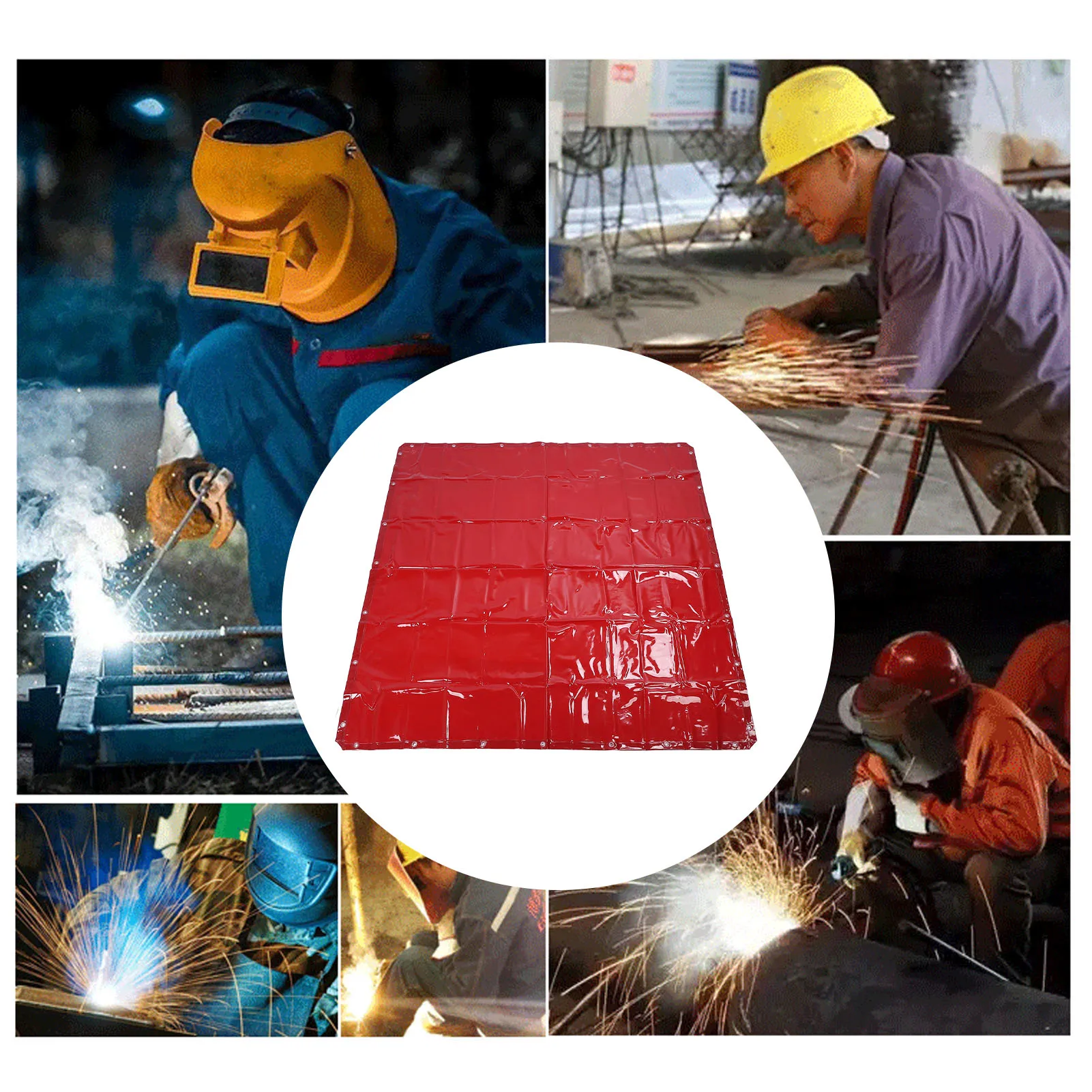 Welding Curtain Screen 5.7x5.7ft Red Flame Retardant Water Proof Level 6 UV Protective Polyethylene Welding Curtain for Workshop