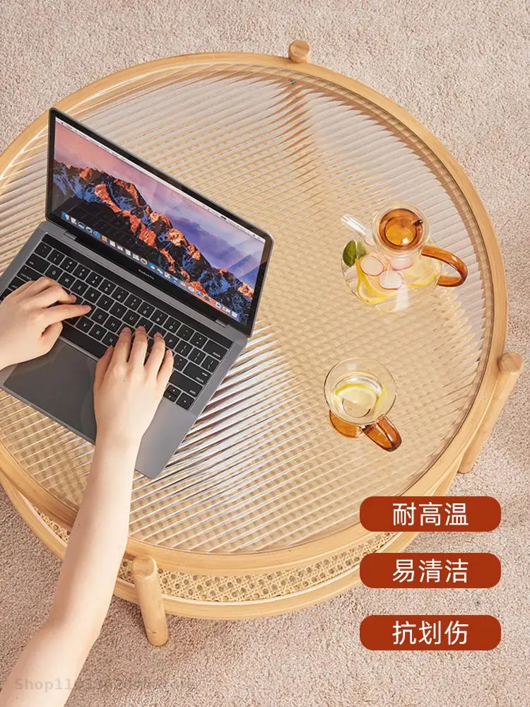 Japanese-style Rattan Coffee Table Table For Living Room Household Small Apartment Double-layer Bamboo Solid Wood Coffee