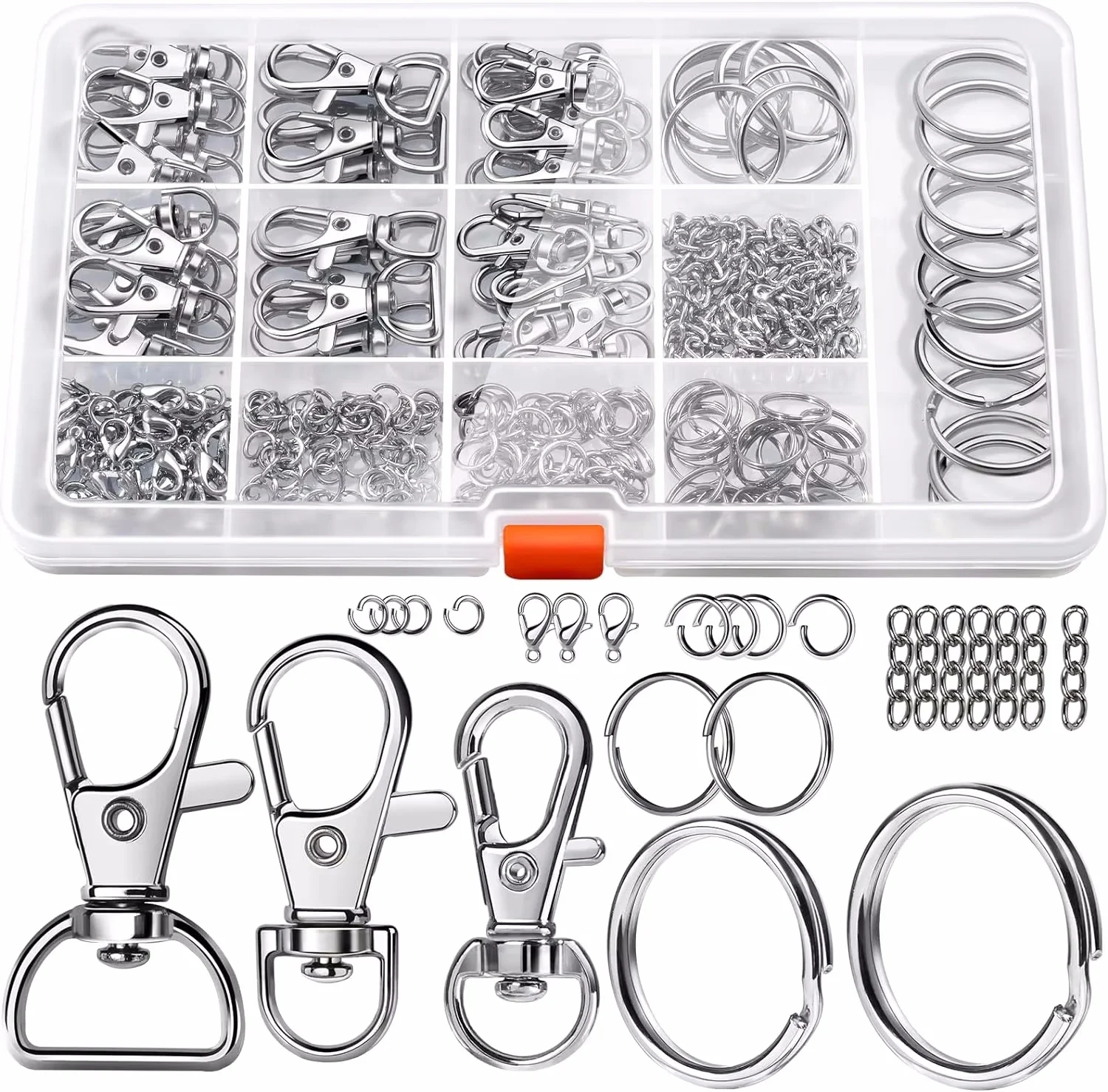 Deluxe Keychain Crafting Set: Premium Clips, Rings, Hooks, and Chains