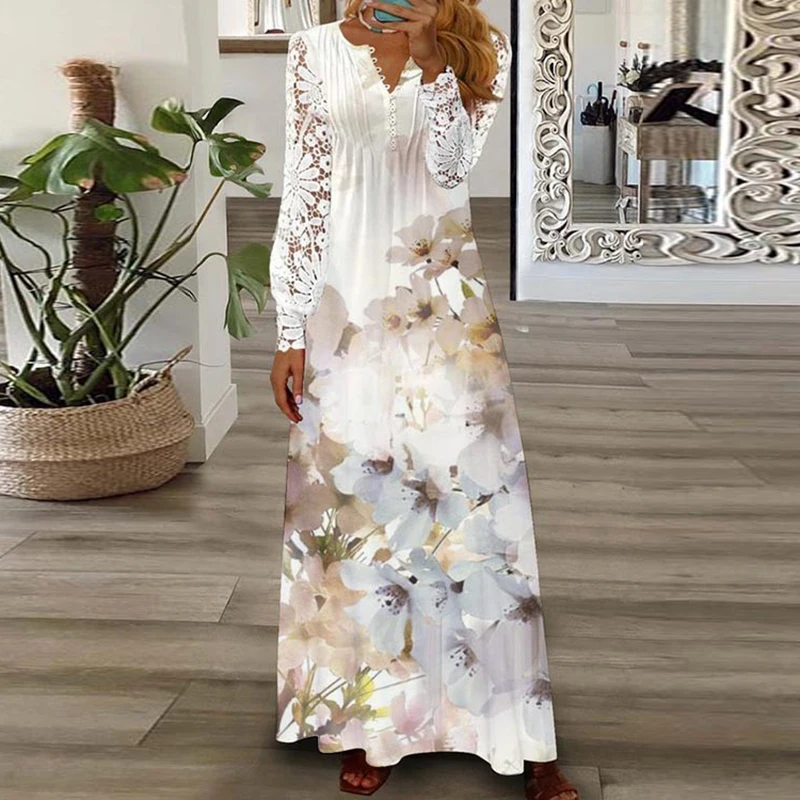 Urbann-Vibe Backless Cotton Maxi Dress With Lace Up Bodice Patchwork For Women Boho Chic