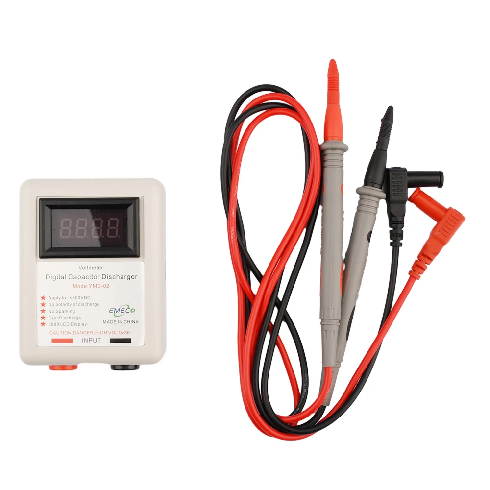 800V Digital Capacitor Voltage Tester Fast Discharger High Volt Discharging Tool Electronic Repair Display Matenance Protection 6