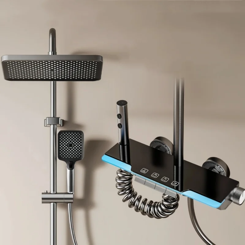 จอแสดงผลอุณหภูมิแบบดิจิตอลชุดฝักบัว Ambient Light ระบบชุดสําหรับห้องน้ําโรงแรม Apartment Modern ฝักบัวก๊อกน้ําชุด 1