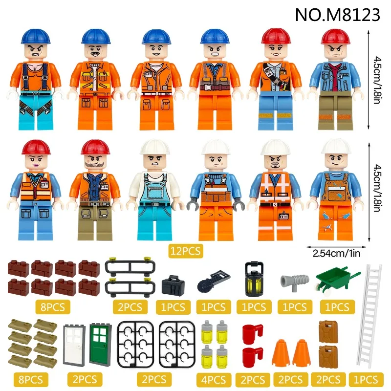 Construction Team 8103 Children Assemble and Decorate Small Gifts Small Particles Toys City Dolls Construction Workers - 5