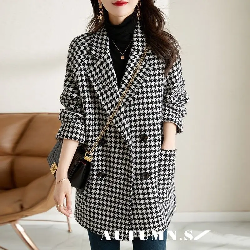 2023 Autumn Winter New Adding Cotton Woolen Coat Women Korean Version Slim Temperament Woolen Coat Trench Coat for Women