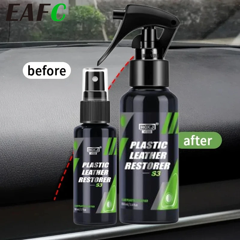 50ML/100ML car plastic restorer polish leather cleaner spray back to black gloss interior plastic renovator auto cleaning plastic restorer,car plastic restorer,car cleaner,car cleaner spray,interior cleaner
