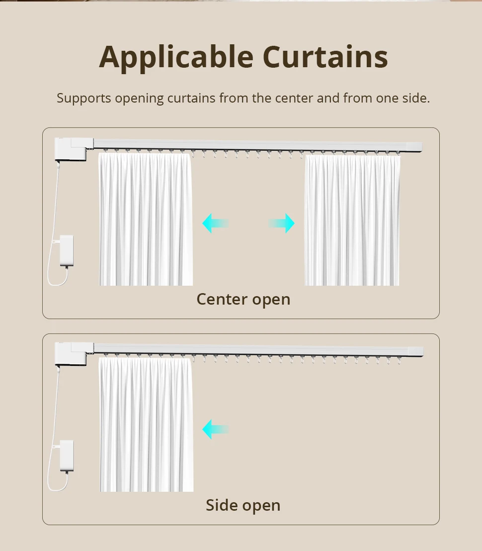 Matter Over WiFi Mini Electric Curtain Motor for Trietex Track Support Home Assi