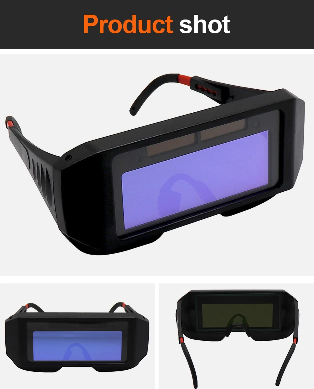 Lunettes de Soudage, Lunettes de Soudage à l'arc Sous Argon, Obscurcissement Automatique Solaire avec Résistance aux Chocs pour le Soudage électrique, le Soudage par Protection
