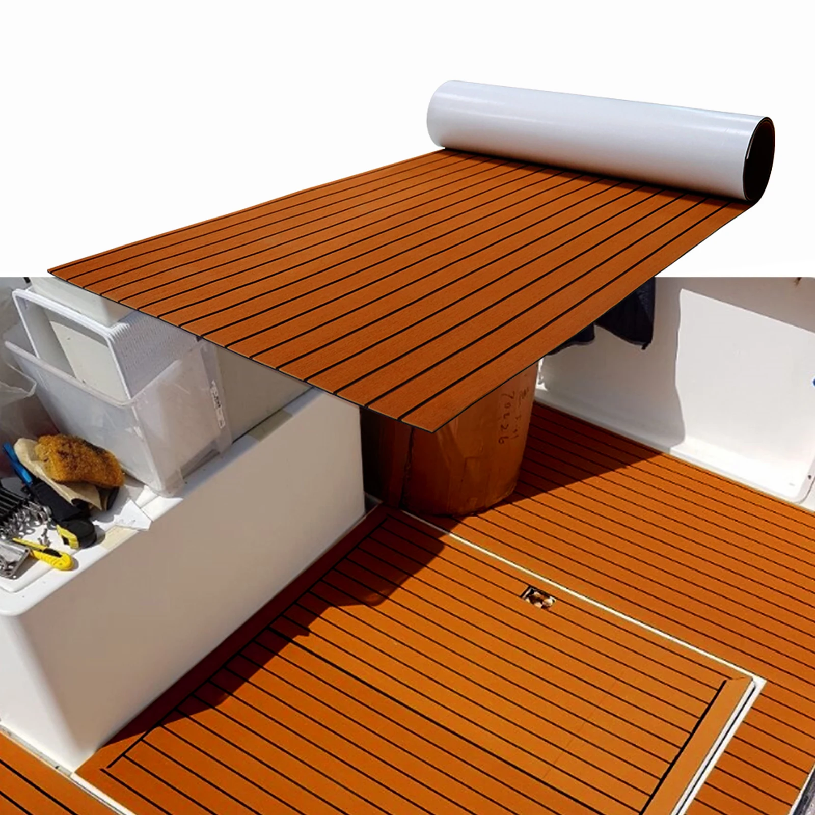 240*90*0,6 cm EVA RV Matte Teak Boden Eva Synthetische Terrassendielen Blatt Yacht Pad Wasserdicht Nicht-slip für Boot Marine Schiff – Detail 12