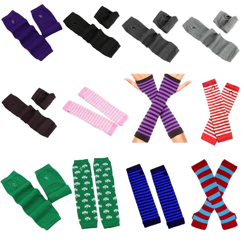 

Вязаные рукава с татуировкой, полосатые нарукавники, перчатки без пальцев, Прямая поставка