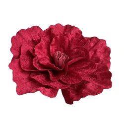 Elegant Oversized Red Rose Artificial Flowers for Special Occasions and Decor (50cm Wine Red)