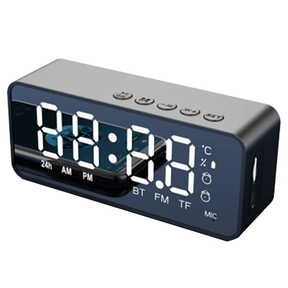 CREATIVE Wireless Bluetooth Speaker With FM Mini Card Desktop Mirror Alarm Clock Voice Prompt Feature 11.8cm X 3.5cm X 4.8cm
