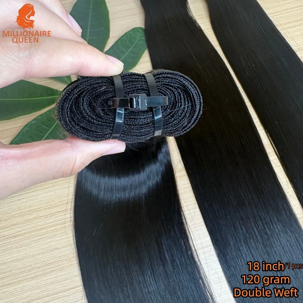 Ciocche di Capelli Umani Vergini 100% Non Trattati, Doppia Trama, Lisci, Millionaire Queen, 120g/1 Pezzo, Estensioni per Capelli per Donne - immagine 6