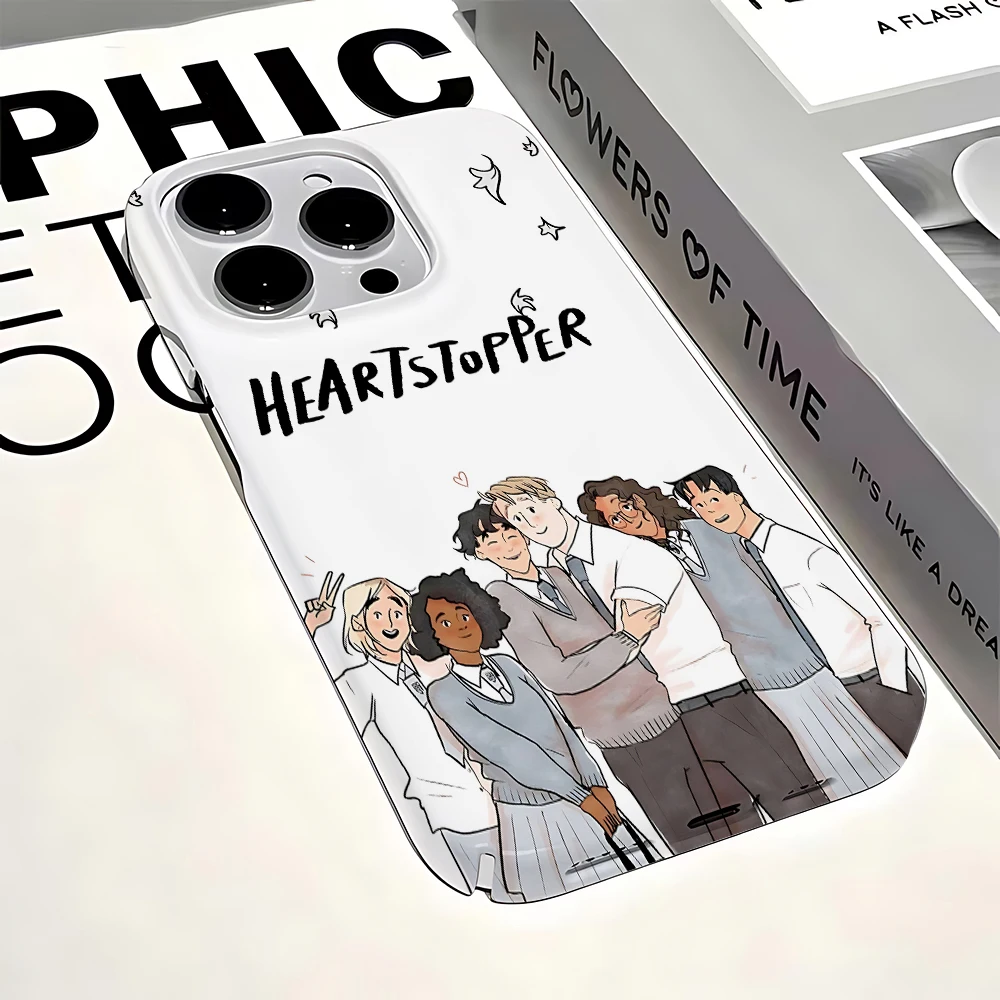 thumbnail image 1 of Funda de teléfono Heartstopper para iPhone 16, 15, 14, 13, 12, 11 Pro Max, XS, XR, XSMax, 6, 7, 8 Plus, cubierta dura de PC HD brillante, 1 of 5