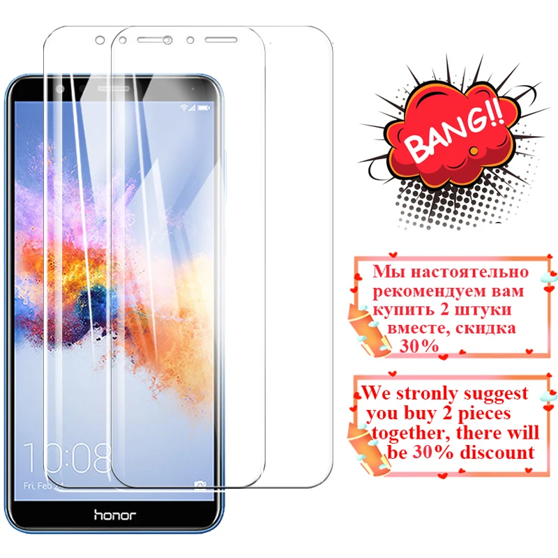 

2PCS Tempered Glass For Honor 8x 6x 7x 10X Lite 9X 9A 30i 20i Anti-scratch Screen Protector 2.5D 9H Glass for Honor 20 Pro 10 Li