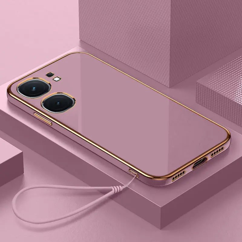 Luxury Square Plating Shockproof Phone Case with Back Cover