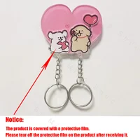 Home Decor Wall Key Holders Anti-Lost Couples Keychains Hanger Key Pendant Refrigerator Sticker Cartoon Shared Keyring Key Hook 2