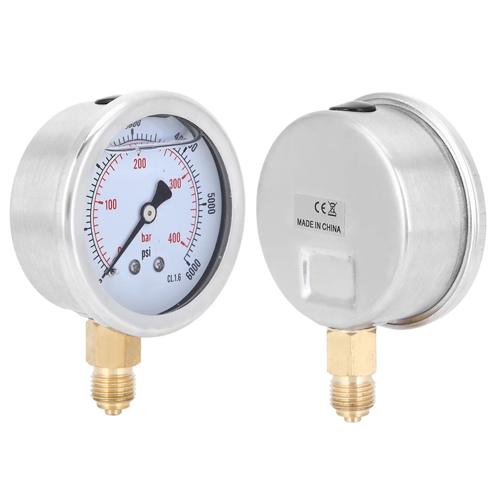 1/4BSP Pressure Gauge Pressure Gauge TS‑PGG604‑400bar 1/4BSP Y60 Radial Oil Filled Pressure Gauge Manometer for Machinery