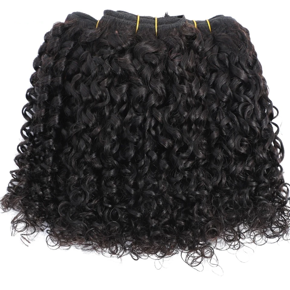 14-24Inches Pixie Bouncy Afro Kinky Curly Human Hair 3/4 Bundles Deal 100% Virgin Raw Hair Extension Double Drawn Wholesale 15A 4