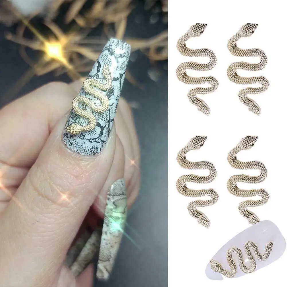 

10Pcs 4 Colors Snake Punk Design Nail Art Designer Charms Alloy Animals Shaped 3D Decals Jewelry For Fashion Nail Accessories