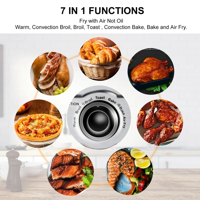 Portable 7 in 1 Functions Kitchen Oven 18QT 6 Slice 4 Accessories  Convection Oven Air Fryer electric deep fryers - AliExpress