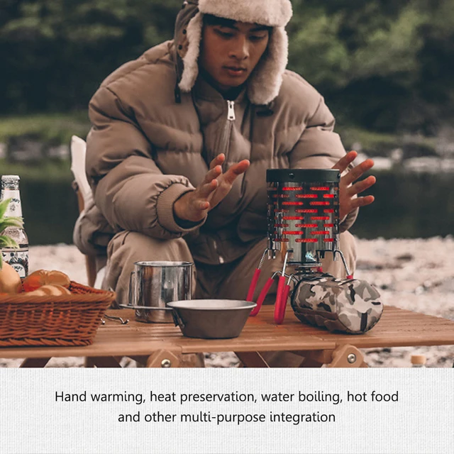 Mini Stufa Da Campeggio A Gas - In Acciaio Inox, Portatile Con Copertura E Manico, Per Esterno - Foto 13