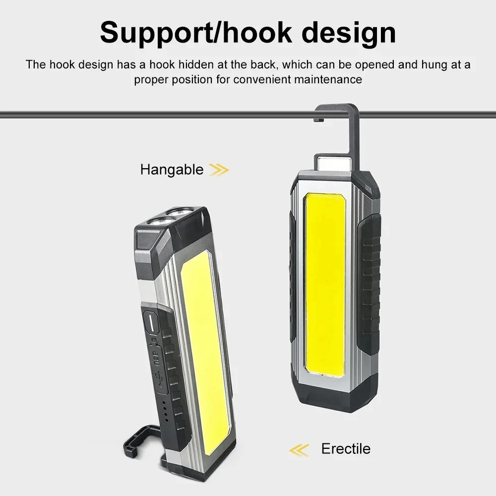 ڼ  ޴ COB ۾, LED 4000mAh , Ƽ  18650 ķ ġ Ʈ