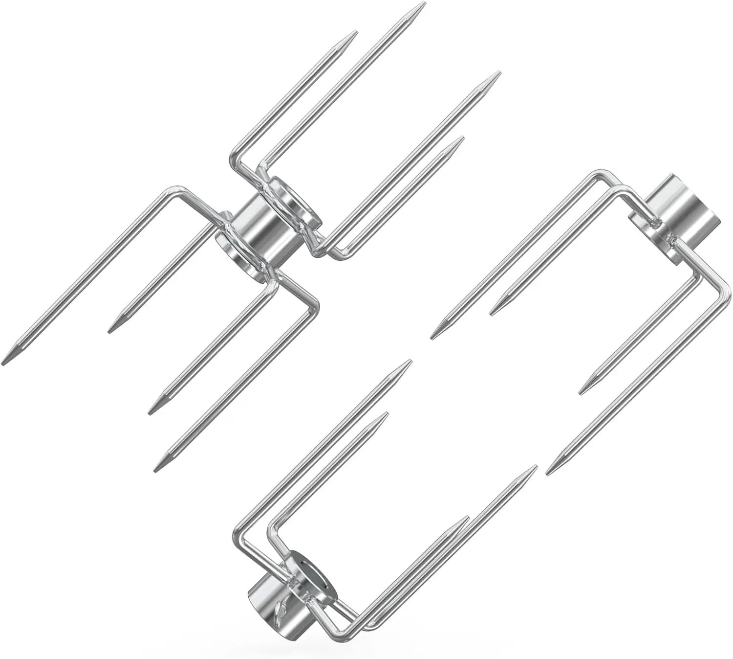 BBQ Rotisserie Fork Kit Stainless Steel Chicken Fork Durable Double-Sided Skewer Barbecue Camping Versatile Sturdy BBQ Rotisserie Fork Kit Stainless Steel Chicken Fork Durable Double-Sided Skewer Barbecue Camping Versatile Sturdy