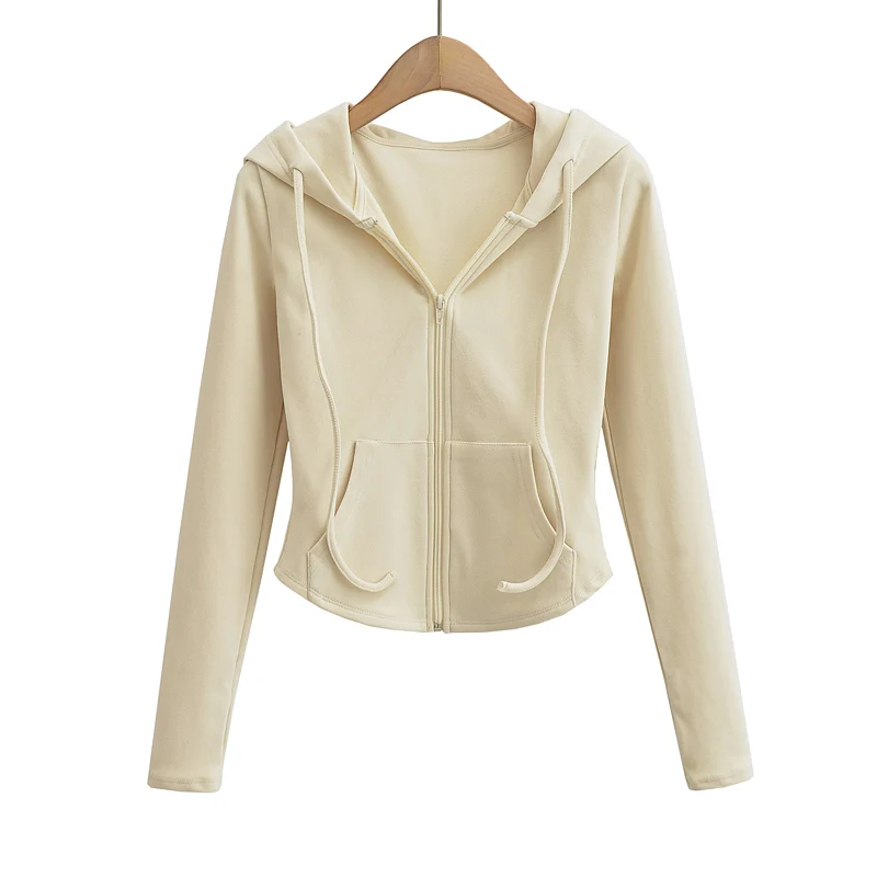 Herbst mode cropped hoodies frauen full zip up hoodie koreanische mode sweatshirts mit kapuze nette langarm crop top sexy dünne
