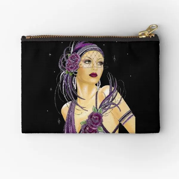 

Flapper Vintage 1930 Art Deco Print Zipper Pouches Pocket Underwear Coin Pure Bag Storage Money Cosmetic Wallet Women Key Small