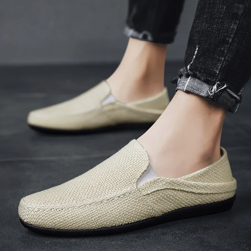 New Men Shoes Hemp Breathable Men Casual Shoes Driving  Men Soft Comfortable Loafers Brand Fashion Half Slippers Flats2023 3