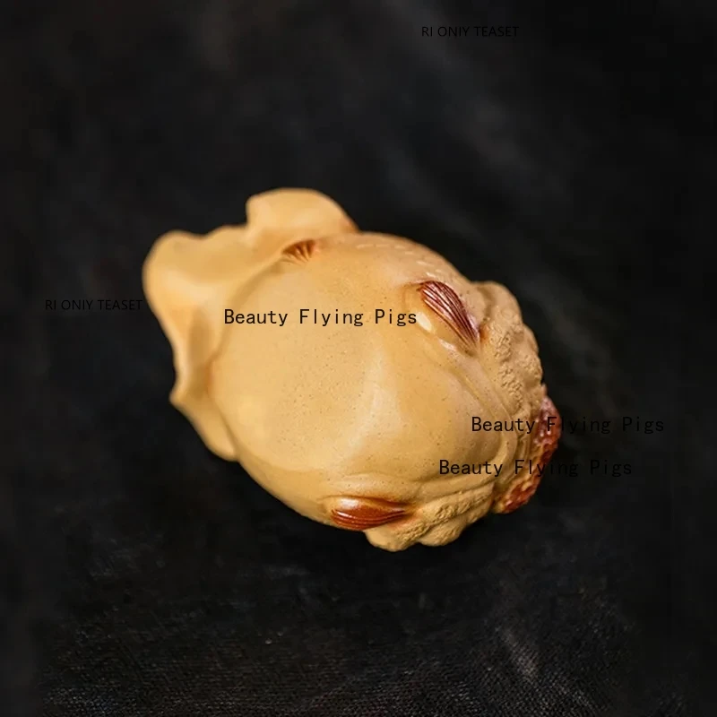 Yixing Purple Clay Tea Pet Lucky Goldfish Statue Desktop Tea Ceremony Decoration Crafts