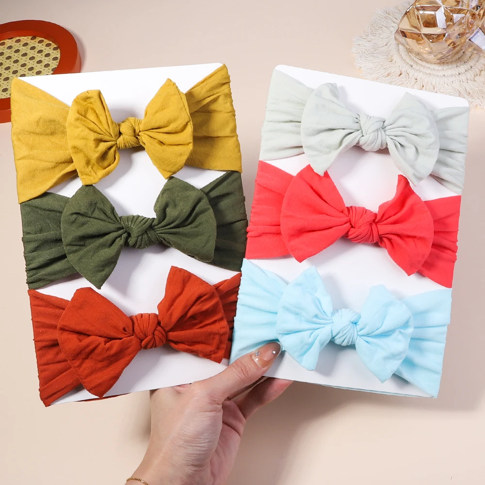 3Pcs/Set Solid Color Kids Bows Headbands for Girls Cable Turban Newborn Baby Headwrap Toddle Soft Hair Accessories Headwear anx 2 or 3pcs ap3958767 dishwasher door cable for electrolux frigidaire gibson kelvinator westinghouse 154578801 ea1524995