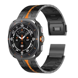 High - End Magnetic Stainless Steel Wristband Bracelet - Galaxy Ultra 47mm (Black Orange)