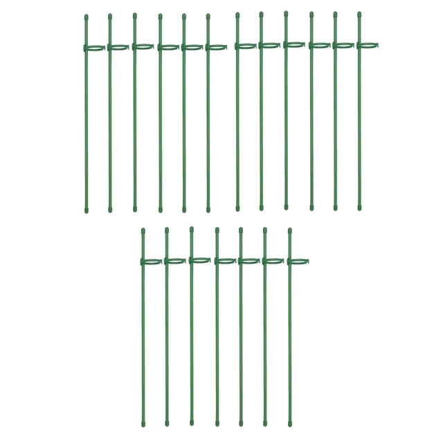 Növénytáblák Zöld Állítható Kerti Egy Szárú Növényi Tartó Tét, 19 db Botok Gyűrűkkel Beltéri