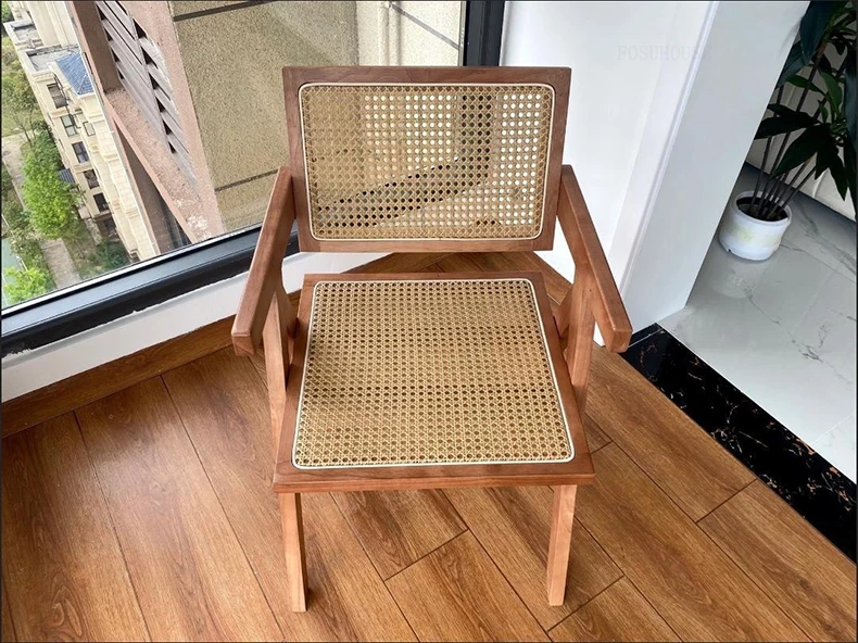 Description Picture 6 of itemModern Leisure Dining Chairs for B&B Backrests Breathable Chairs Whith Armrests Simple Rattan Design Dining Chair for Restaurant