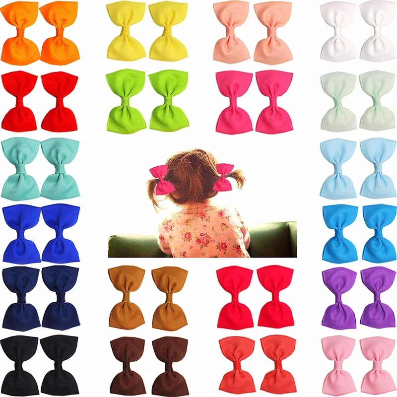 

Однотонные зажимы для волос ручной работы с узлом лента для маленьких девочек модные банты для младенцев челка заколка реквизит для фотографии