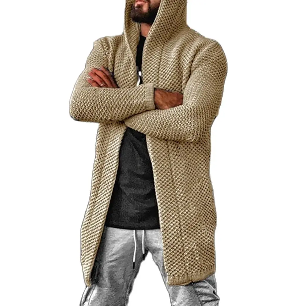 Ladiguard Plus Size Mens Knitting Sweater Winter Warm Coats Male Streetwear 2024 Hooded Top Long Cardigan Men Sweaters Homme 3XL