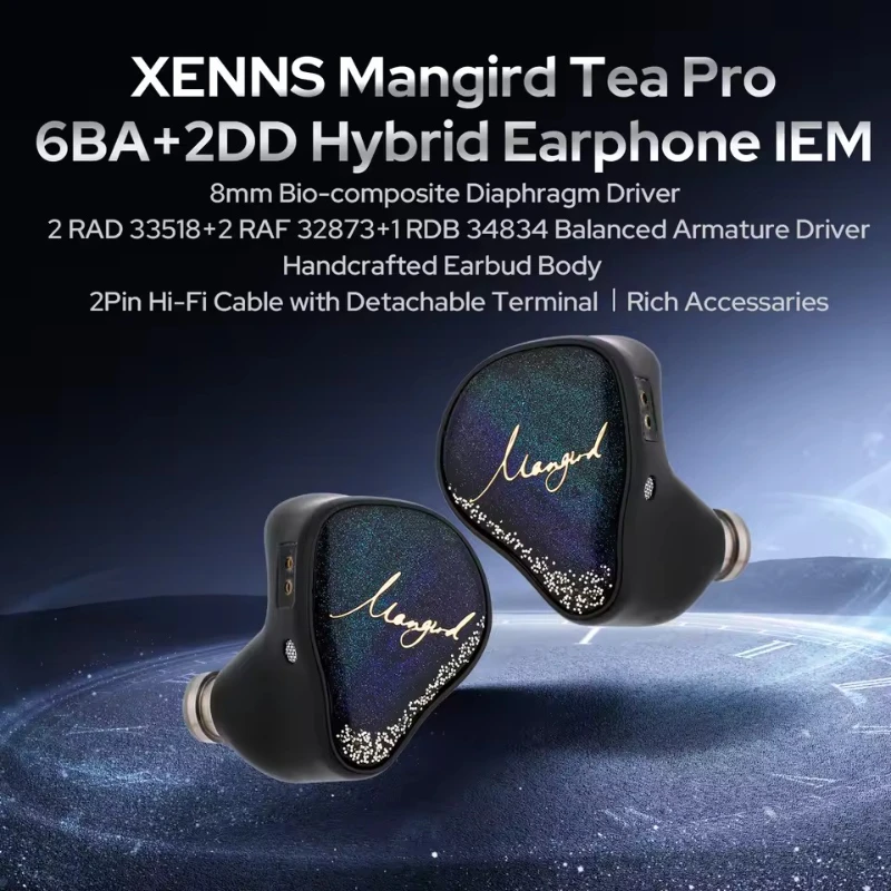 Xenns Mangird Tea Pro Earphones 6BA + 2DD Hybrid Higher