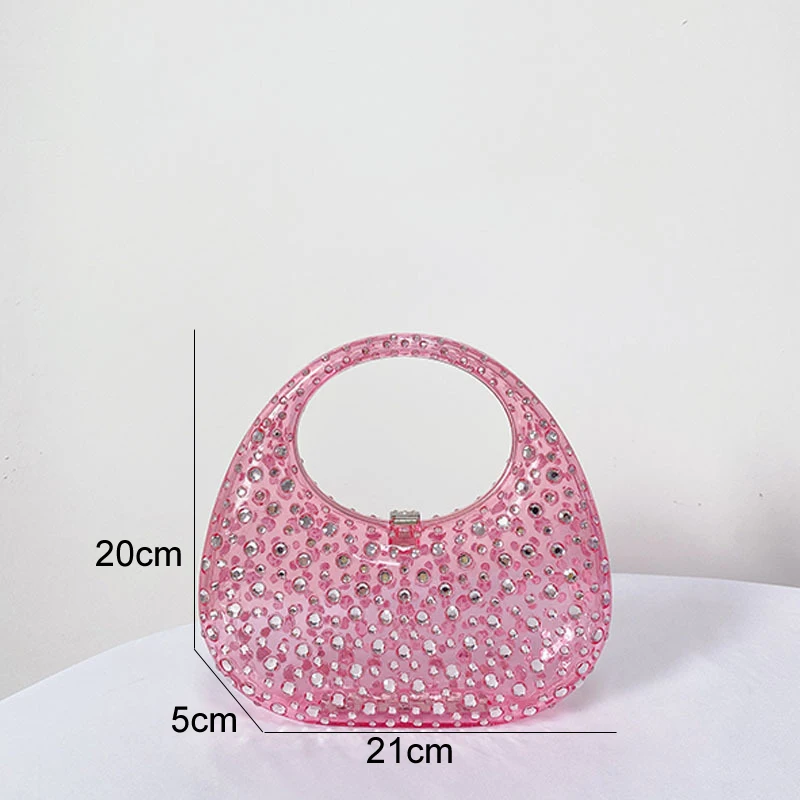Fashion Women Diamond Handbags and Purses Transparent Acrylic Luxury Party Prom Evening Bag Casual Bling Bling Clear Clutch