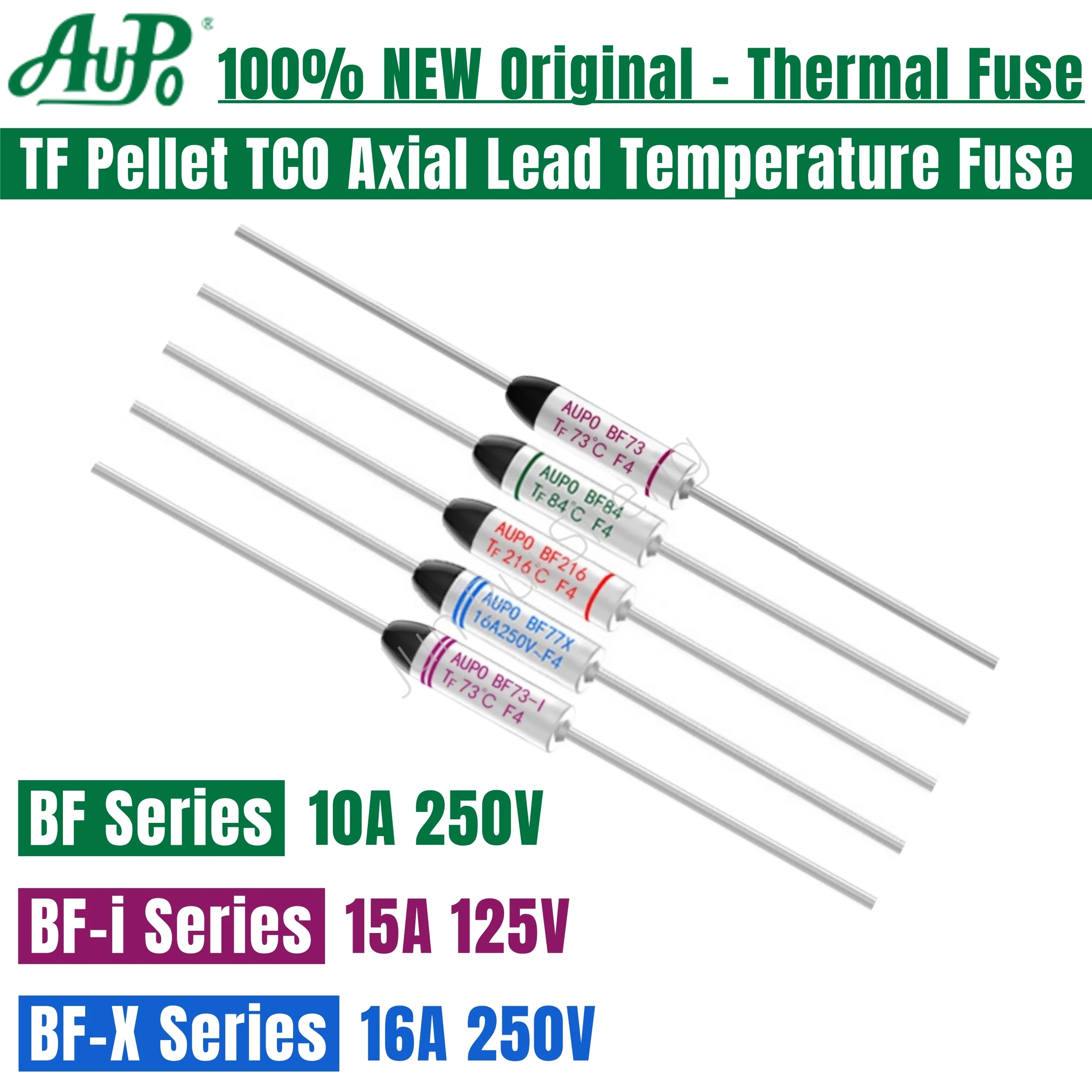 Glass Fuse Kit 10PCS AUPO Temperature Fuse BF 184C BF184 10A BF184-X 16A 250V BF184-i 15A 125V TF 184 Celsius Degrees Pellet TCO Thermal Fusing
