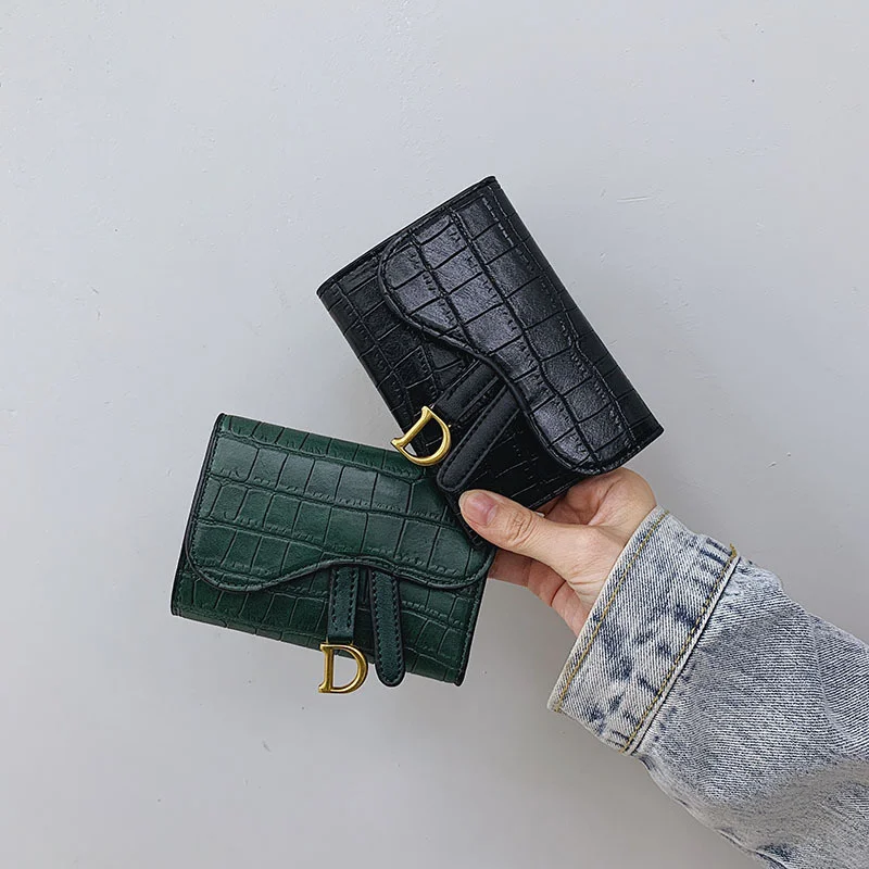 2022 New Small Luxury Wallets Famous Brands Coin Card Case Crocodile Pattern VIP Holder Metal Hasp Purse for Girls Celebrating