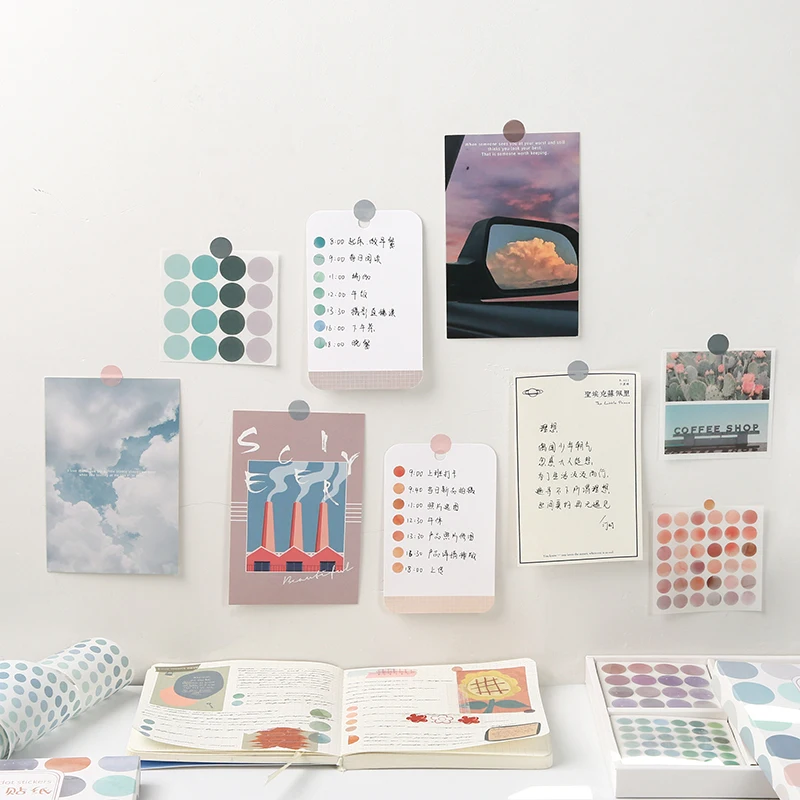 Watercolor Stickers 25 pcs Watercolor Polka Dot Stickers DIY junk Journaling Accessories Scrapbooking Color Label Washi Sticker Stationery Gift