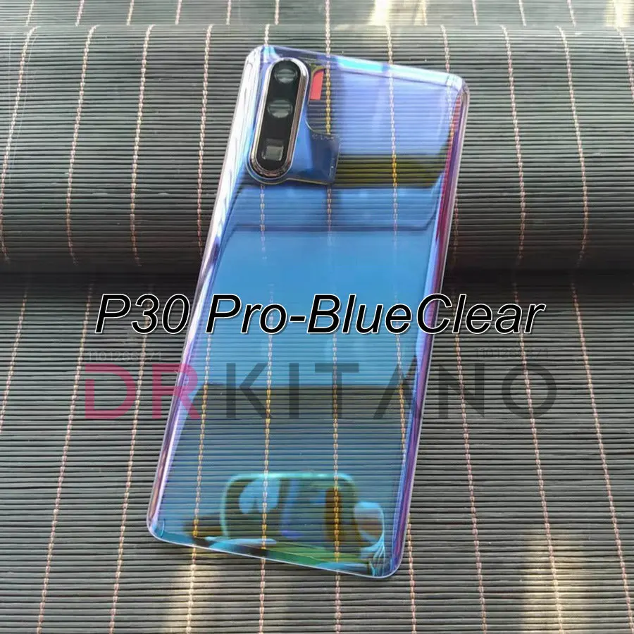 화웨이 P30 P30 프로용 후면 배터리 커버 후면 유리 패널 후면 하우징 케이스(카메라 렌즈 교체+접착 스티커 포함)